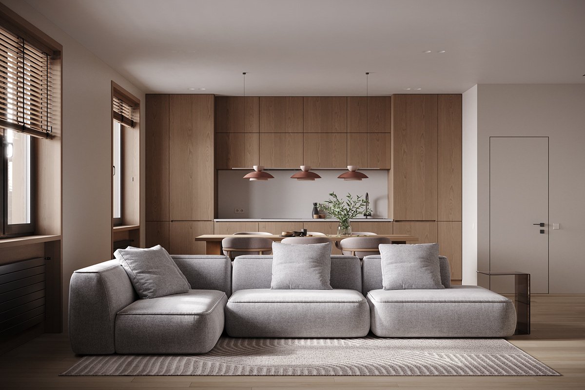 Warm Oak Interior 90m² — ảnh minh họa concept 4