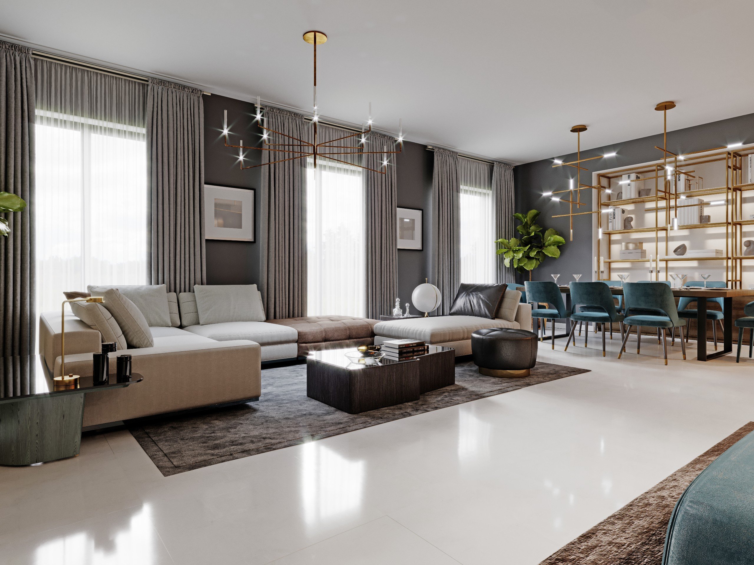 Deep Green Interior 120m² — ảnh minh họa concept 4